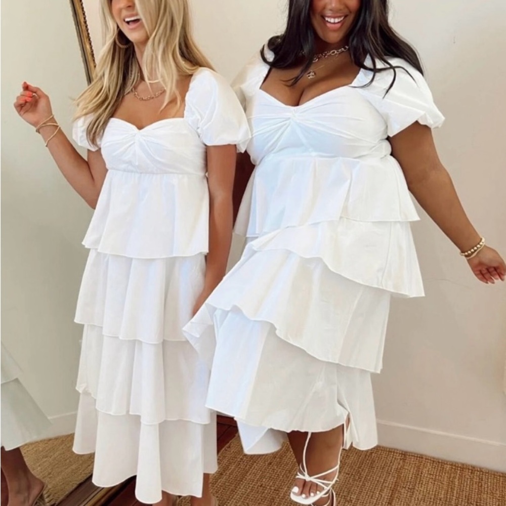 Show Me Your MuMu Va Va White Layered Midi Dress